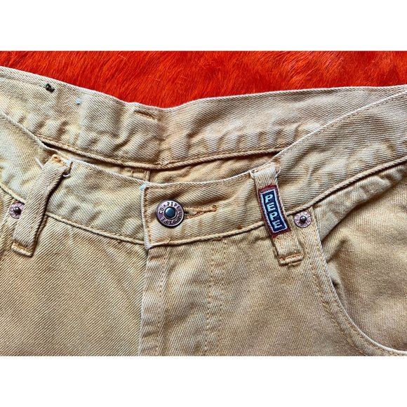 90s vintage Pepe yellow jeans button fly loose fit high waist 30W 1990s - Picture 3 of 9